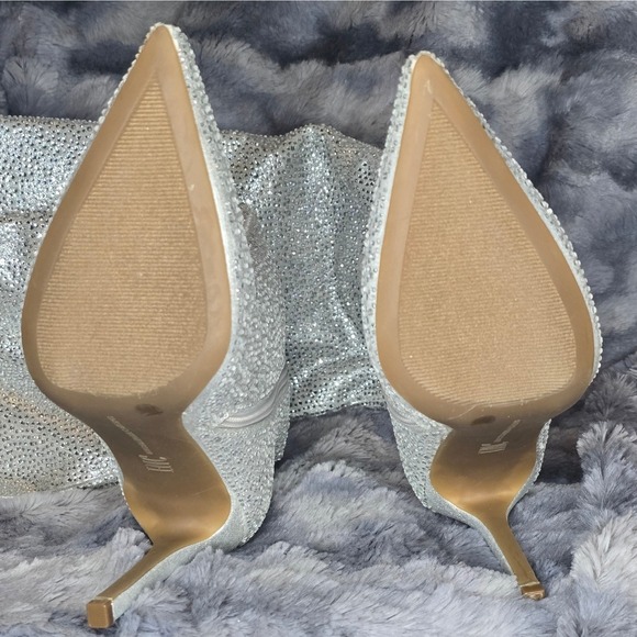 NEW INC Saveria Rhinestone Tall Over-The-Knee‎ Boots Silver size 5.5 - Picture 5 of 10